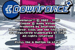 Downforce title screen for GameBoy Advance